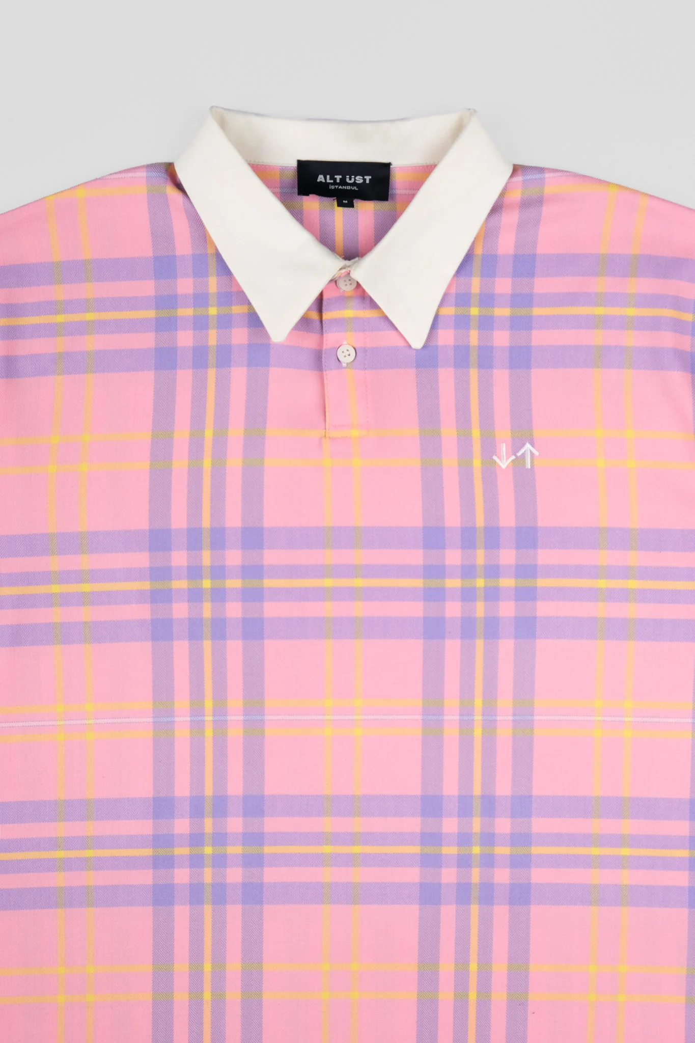 PLAID POLO T-SHIRT- PINK - Image 3