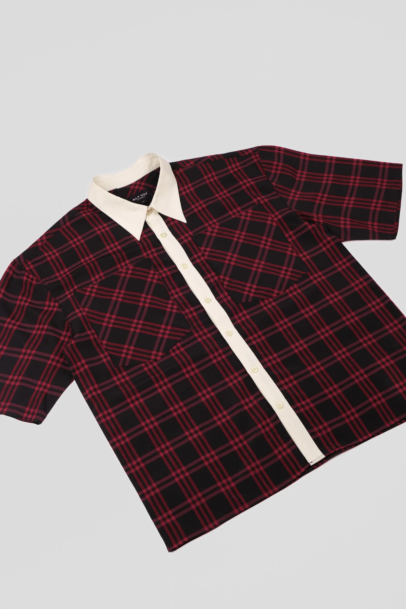PLAID POPLIN SHIRT- RED - BLACK - Image 4