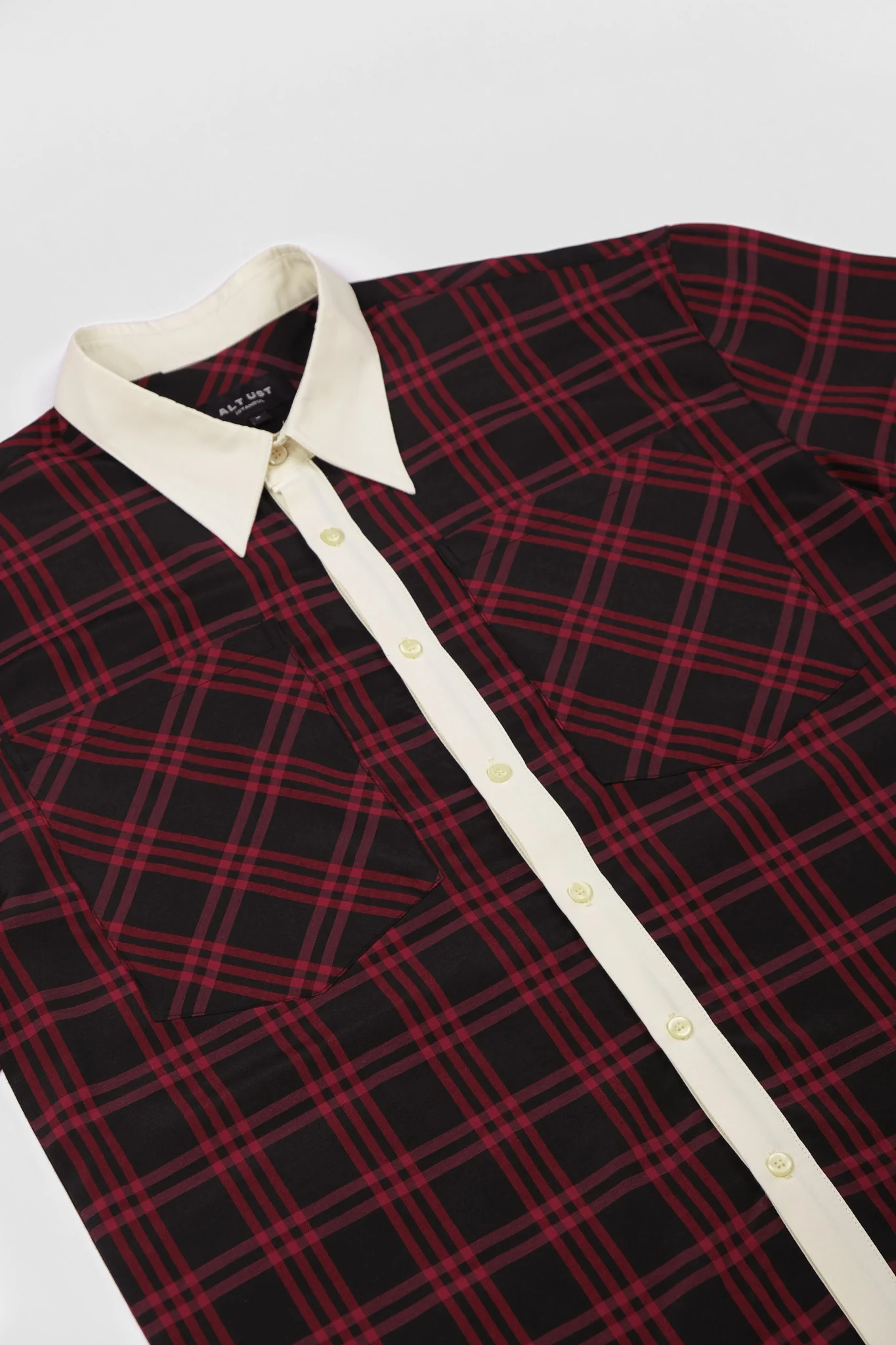 PLAID POPLIN SHIRT- RED - BLACK - Image 5
