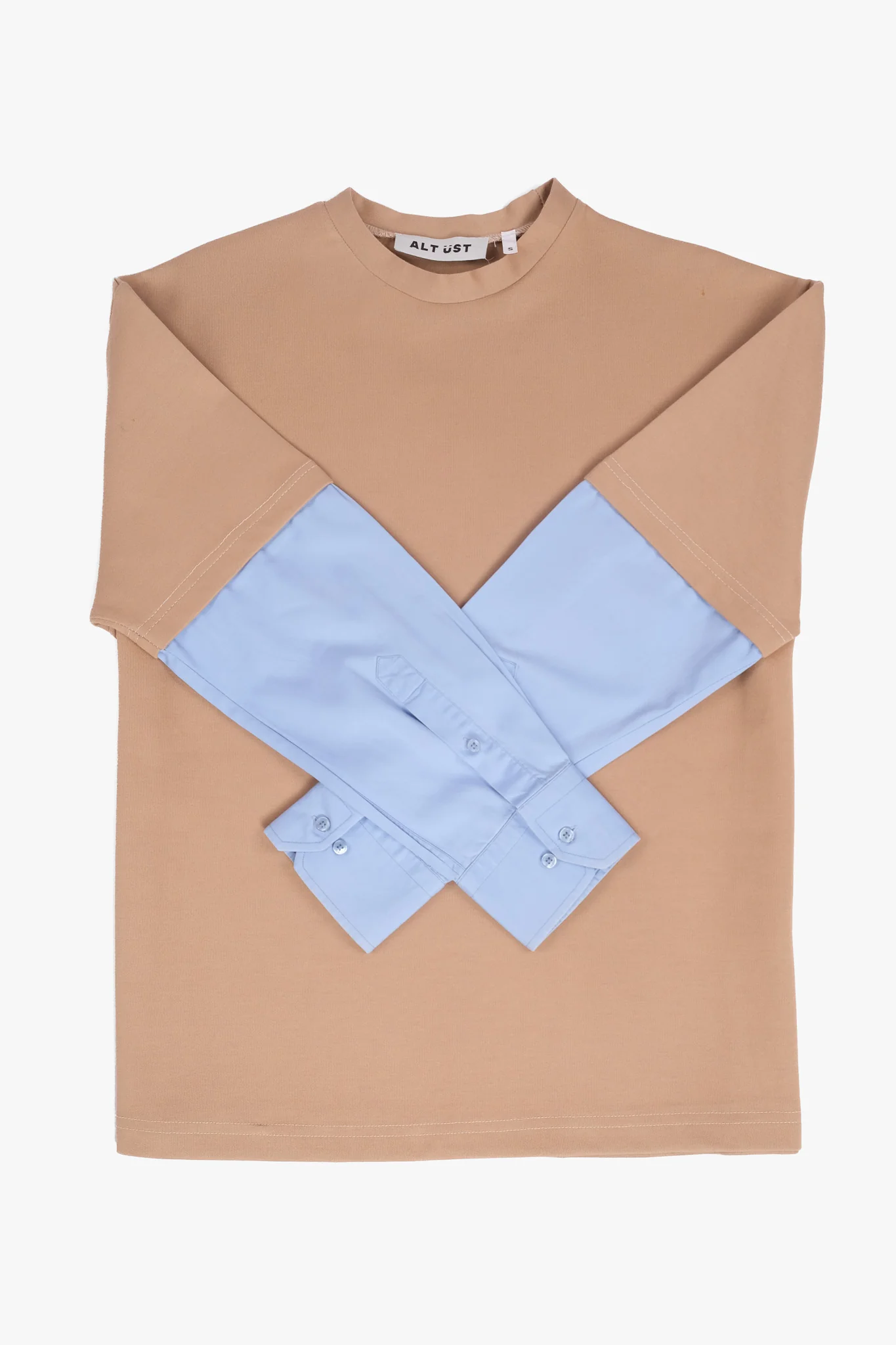 SHIRT SLEEVED T-SHIRT – ONE OF ONE IN "CAMEL - BLUE" - S - Image 2